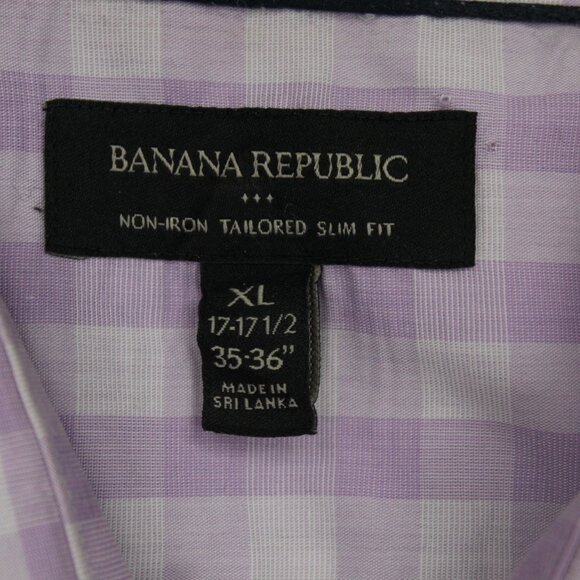 Banana Republic Shirt Men XL 17-17 1/2,  35/36 Purple Non-Iron Tailored Slim L/S - Picture 8 of 14